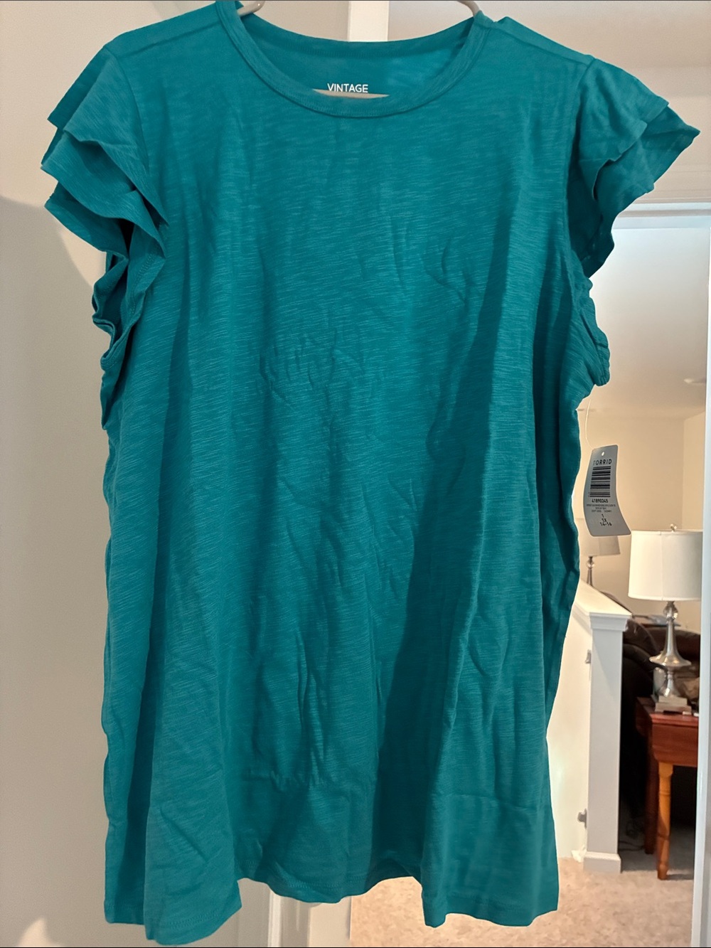 torrid Teal Ruffle Sleeve Tank